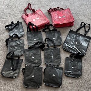 lululemon athletica Red and Black reusable Tote Bag Set